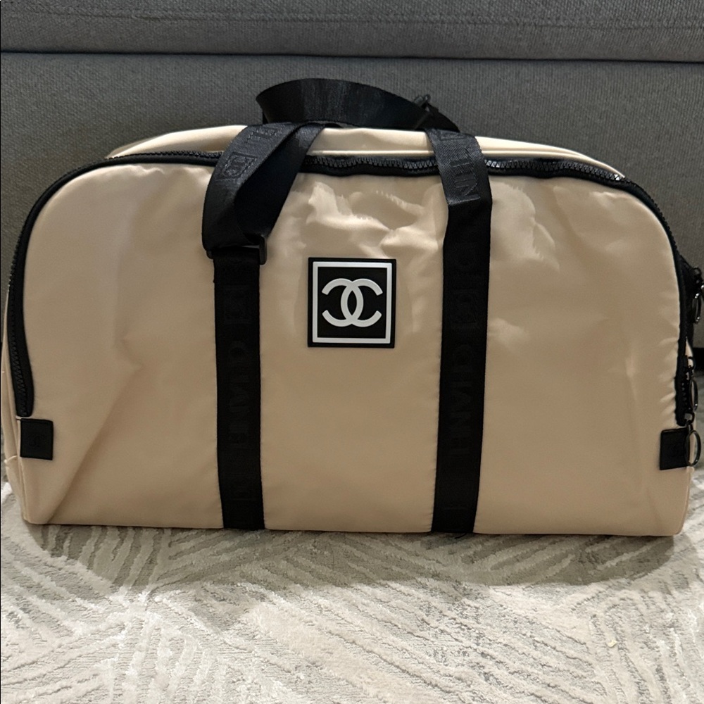 GWP CHANEL Beige and Black Logo Duffle Bag